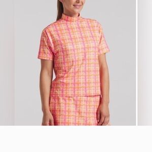Puma Dani Dazey Pink and Orange Checkered Women's Top